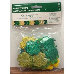 Celebrate It St. Patricks Day Foam Stickers 54 Pc Glitter & Solid Shamrocks